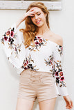 Off shoulder chiffon blouse shirt - Slim Wallet Company