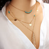 Multi Layer Leaf Chain Bohemian Necklace - Slim Wallet Company