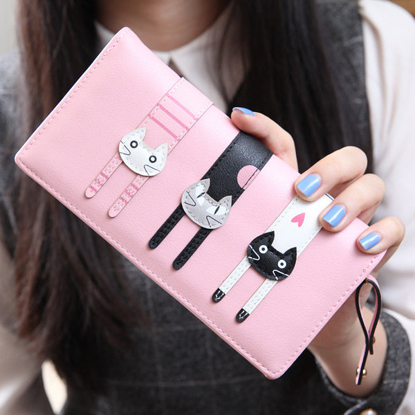 2016 New Fashion Envelope Women Wallet Cat Cartoon Wallet Long Creative Female Card Holder  PU wallet coin purses Girls - Slim Wallet Company