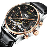 Rose Gold Leather Mechanical Wrist Watch - Slim Wallet Company