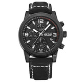 Luminous Chronograph  Auto Date Genuine Leather Watch - Slim Wallet Company