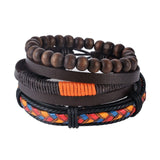 1Set (3-4PCs) Men Multi-layer Leather Bracelet - Slim Wallet Company