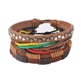 1Set (3-4PCs) Men Multi-layer Leather Bracelet - Slim Wallet Company