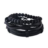 1Set (3-4PCs) Men Multi-layer Leather Bracelet - Slim Wallet Company