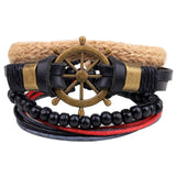 1Set (3-4PCs) Men Multi-layer Leather Bracelet - Slim Wallet Company