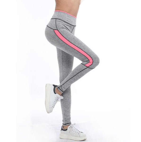 Pink and Grey Highlight Workout Leggings - Slim Wallet Company