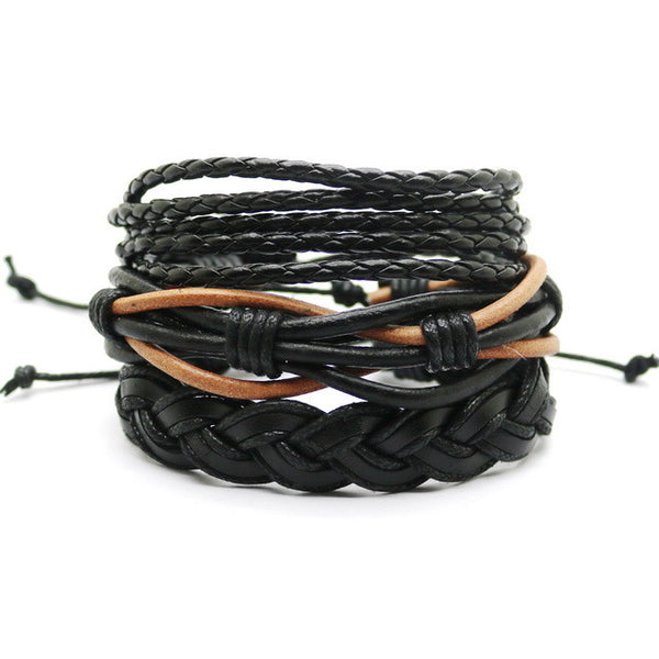 Men's multi-layer bead leather bracelet - Slim Wallet Company