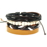 Men's multi-layer bead leather bracelet - Slim Wallet Company