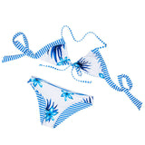 Blue White Lilly Bikini - Slim Wallet Company