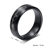 Pure Tungsten Carbide Wedding Ring Black Electrocardiogram - Slim Wallet Company