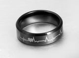 Pure Tungsten Carbide Wedding Ring Black Electrocardiogram - Slim Wallet Company