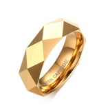 Rhombic Cut Tungsten Carbide Promise Wedding Bands Ring  Gold Plated - Slim Wallet Company