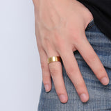 100% Titanium Gold Plated Matte Centered Ring  8MM Wedding Ring - Slim Wallet Company