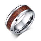 Tungsten Carbide Retro Wood Grain Ring - Slim Wallet Company