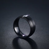 Pure Matte Black Titanium Ring with CZ Stone - Slim Wallet Company