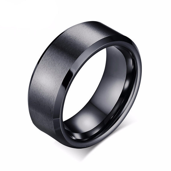 Classic Black Bevel Edge Tungsten Ring - Slim Wallet Company