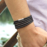 Men's Wrap Long leather bracelet - Slim Wallet Company