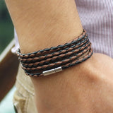 Men's Wrap Long leather bracelet - Slim Wallet Company