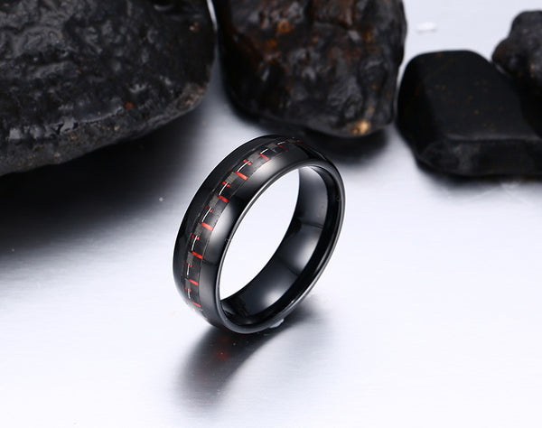 Tungsten Carbide Ring Black Carbon 8mm - Slim Wallet Company