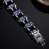 Blue Studded Stainless Steel Bracelet - Slim Wallet Company