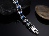 Blue Studded Stainless Steel Bracelet - Slim Wallet Company