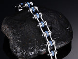 Blue Studded Stainless Steel Bracelet - Slim Wallet Company