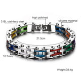 Biker Chain Bracelet For Men Stainless Steel Mix Color - Slim Wallet Company