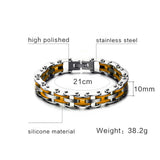 Biker Chain Bracelet For Men Stainless Steel Mix Color - Slim Wallet Company