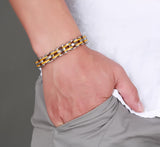 Biker Chain Bracelet For Men Stainless Steel Mix Color - Slim Wallet Company