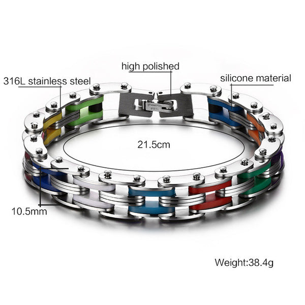 Stainless Steel Mix Color Biker Chain Bracelets - Slim Wallet Company