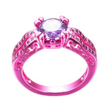 Pink Gold Purple Cubic Zirconia Ring