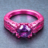 Pink Gold Purple Cubic Zirconia Ring
