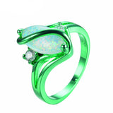 1st White Fire Opal Green Gold Ring - Slim Wallet Company