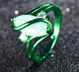 1st White Fire Opal Green Gold Ring - Slim Wallet Company