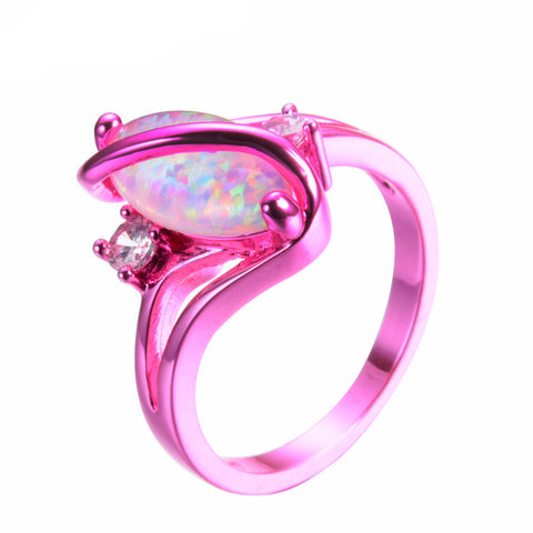 1st Pink Gold White Fire Opal Ring - Slim Wallet Company