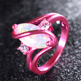 1st Pink Gold White Fire Opal Ring - Slim Wallet Company