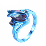 Blue Gold Mystic Rainbow Zircon Ring - Slim Wallet Company