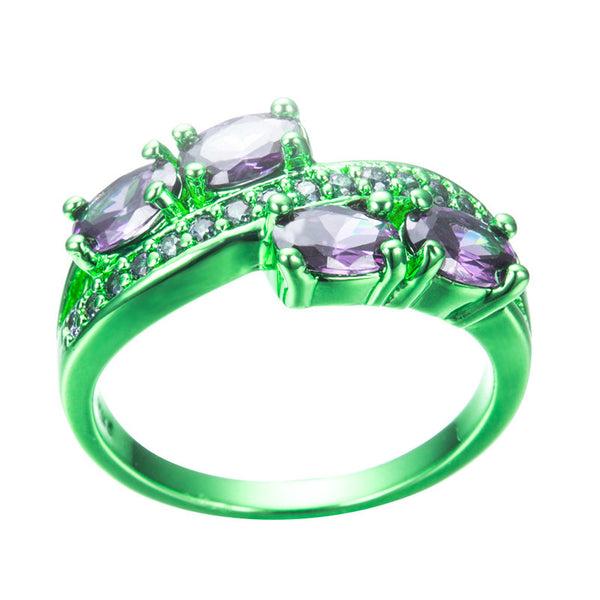 Green Gold Purple Zircon Ring - Slim Wallet Company