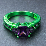 Green Gold Princess Cut Purple Zircon Ring - Slim Wallet Company