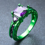 Green Gold Princess Cut Purple Zircon Ring - Slim Wallet Company