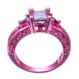 Pink Gold Princess Cut Purple Zircon Ring - Slim Wallet Company