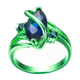 1st Green Gold with Deep Ocean Blue Zircon Ring - Slim Wallet Company
