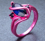 Pink Gold Blue Zircon Ring - Slim Wallet Company
