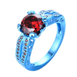 Blue Gold and Cherry Red Zircon Ring - Slim Wallet Company