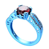 Blue Gold and Cherry Red Zircon Ring - Slim Wallet Company