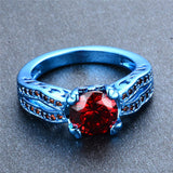 Blue Gold and Cherry Red Zircon Ring - Slim Wallet Company