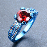 Blue Gold and Cherry Red Zircon Ring - Slim Wallet Company