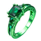 Princess Cut Green Gold Zircon Ring - Slim Wallet Company