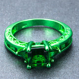 Princess Cut Green Gold Zircon Ring - Slim Wallet Company