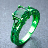 Princess Cut Green Gold Zircon Ring - Slim Wallet Company